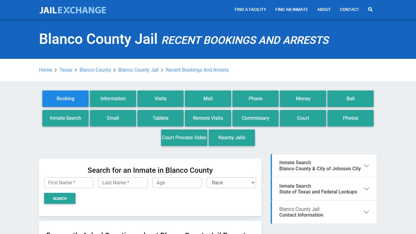 Blanco County Jail Recent Bookings And Arrests - Jail Exchange